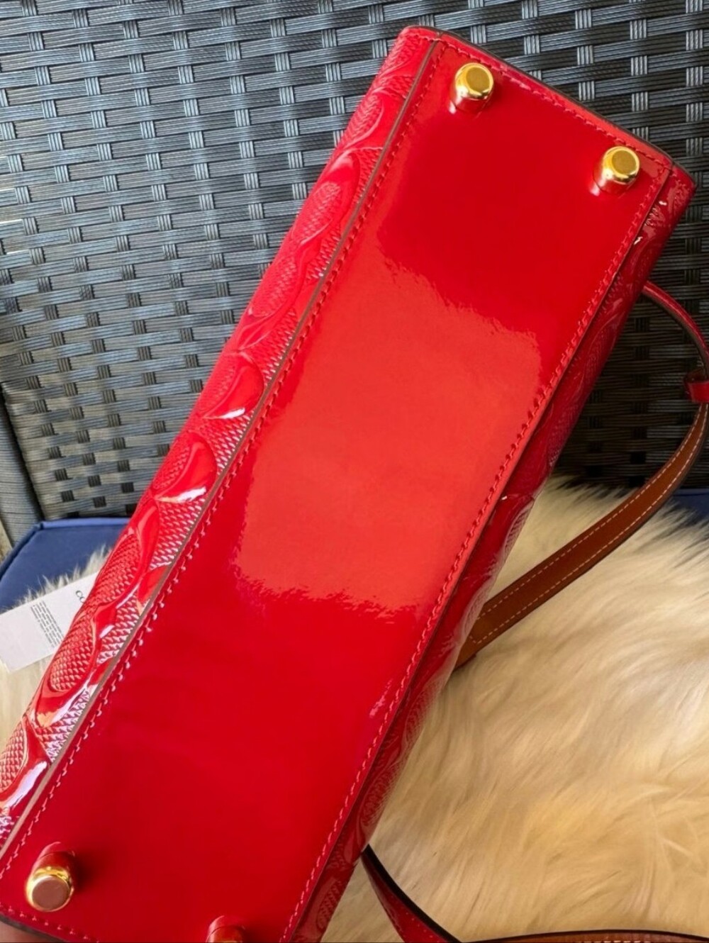 Nina Small Tote Bag In Signature Leather in Red - Picture 2 of 4